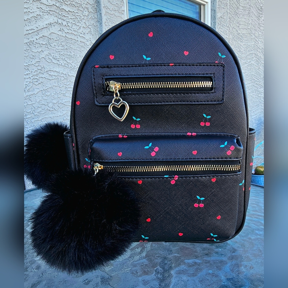 Under One Sky Black Cherry Backpack with Gold Accents
